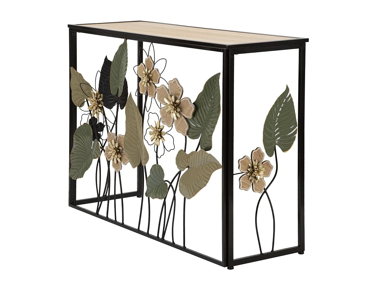 Console en métal et bois multicolore 108x36,8x80 cm