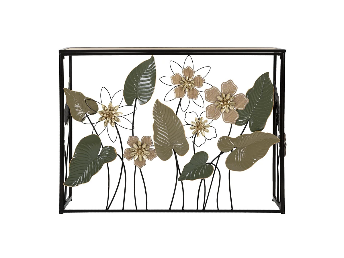 Console en métal et bois multicolore 108x36,8x80 cm
