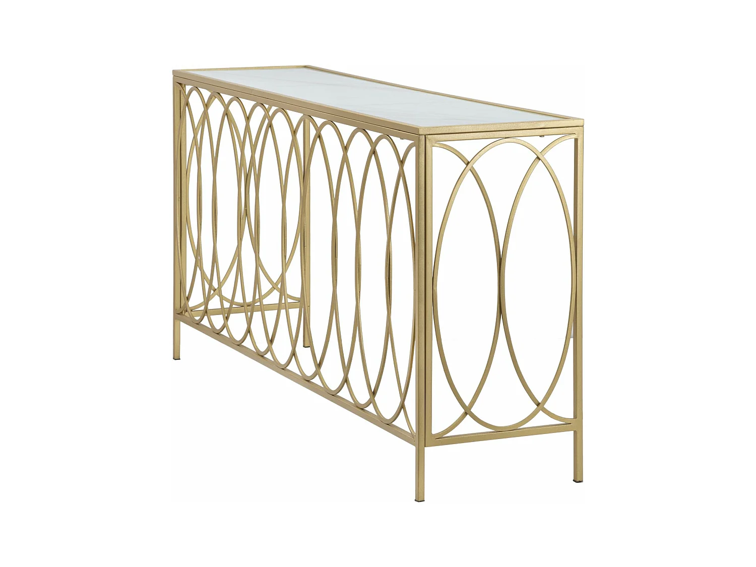 Console Design Effet Marbre "Arc" 160cm Blanc & Or