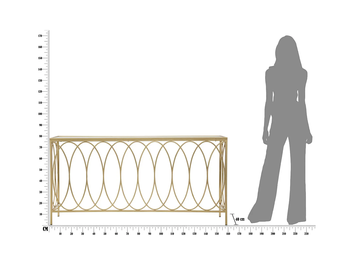 Console Design Effet Marbre "Arc" 160cm Blanc & Or