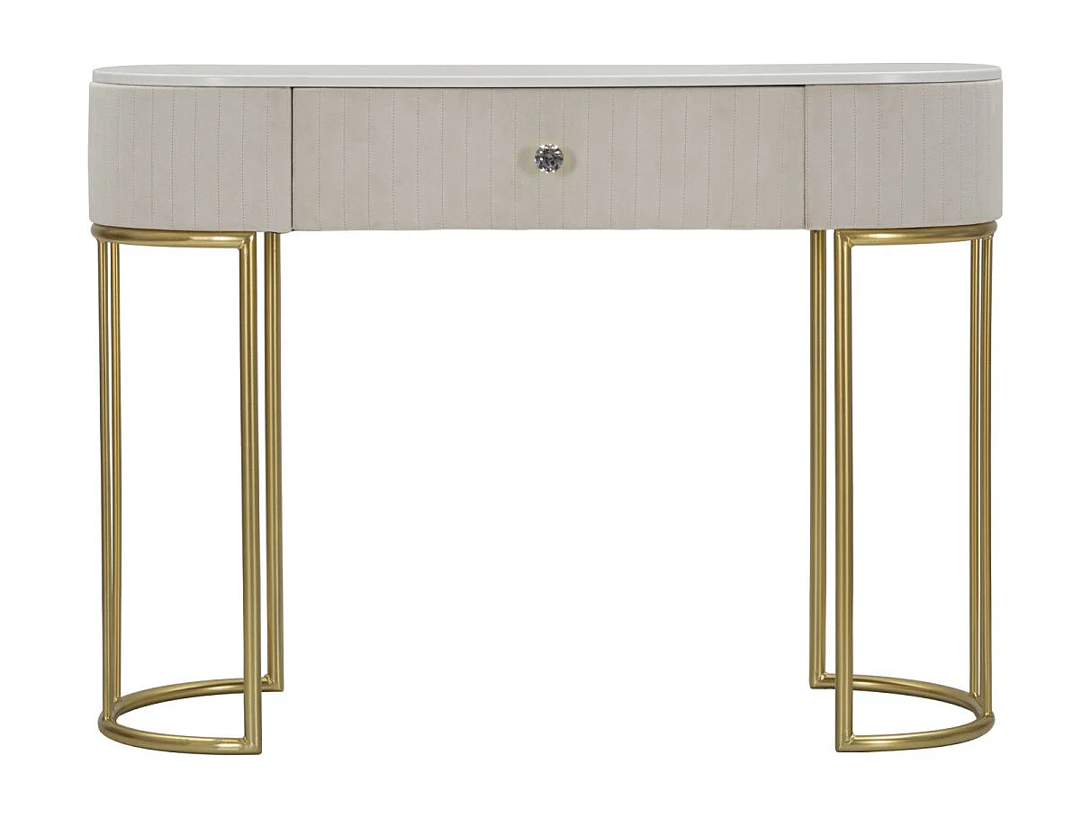 Console Design Effet Marbre "Montpellier" 100cm Crème & Or