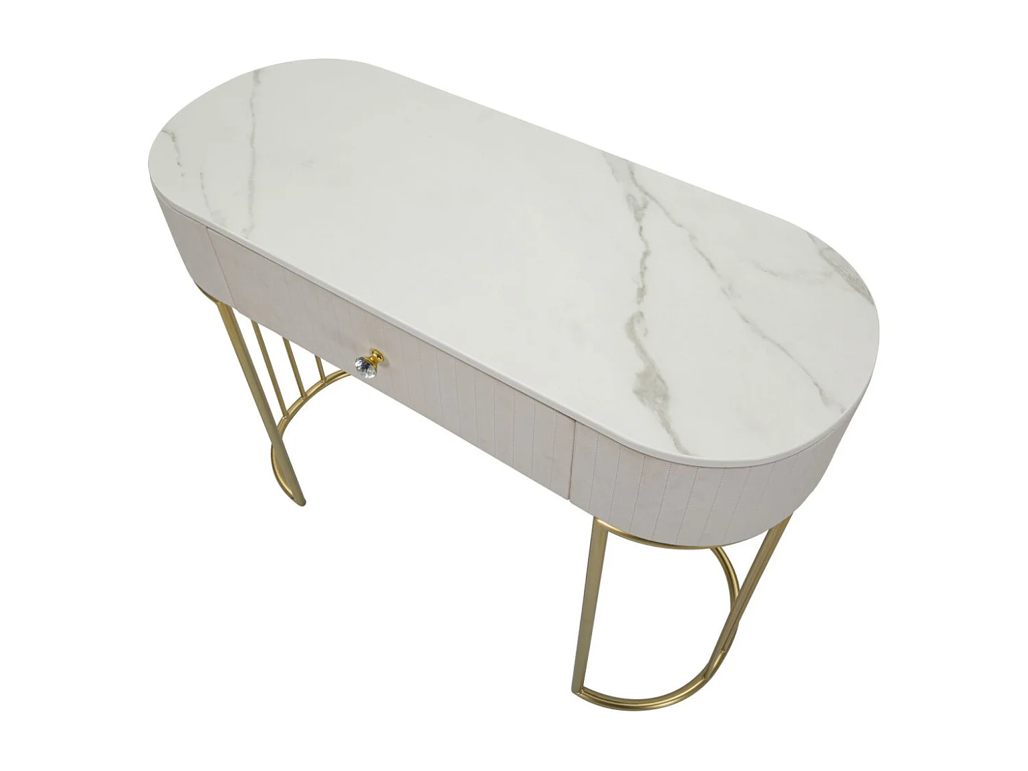 Console Design Effet Marbre "Montpellier" 100cm Crème & Or