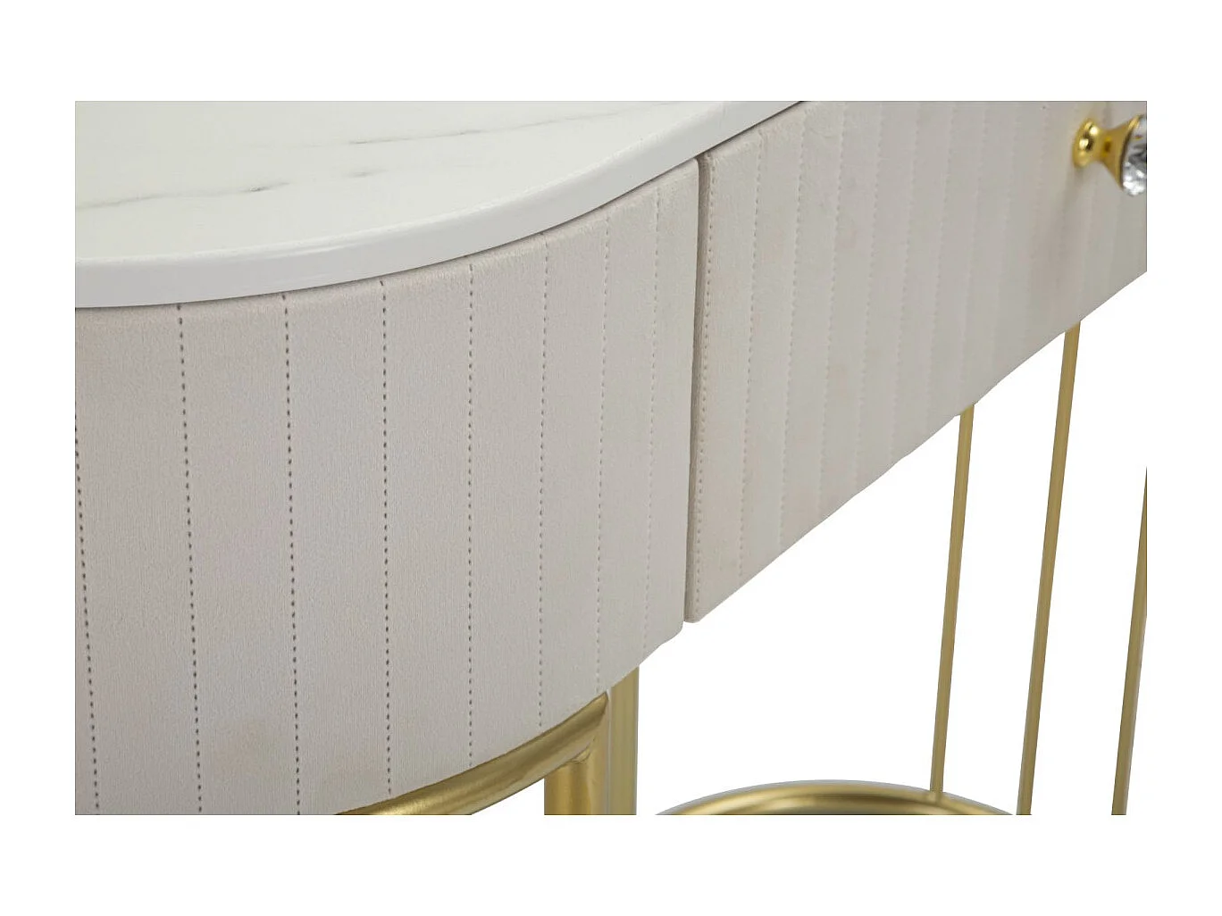 Console Design Effet Marbre "Montpellier" 100cm Crème & Or