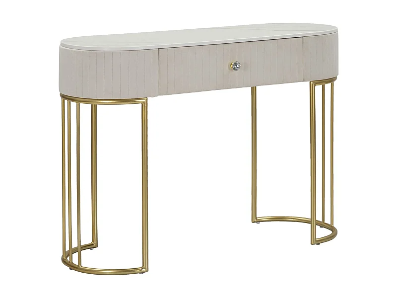 Console Design Effet Marbre "Montpellier" 100cm Crème & Or