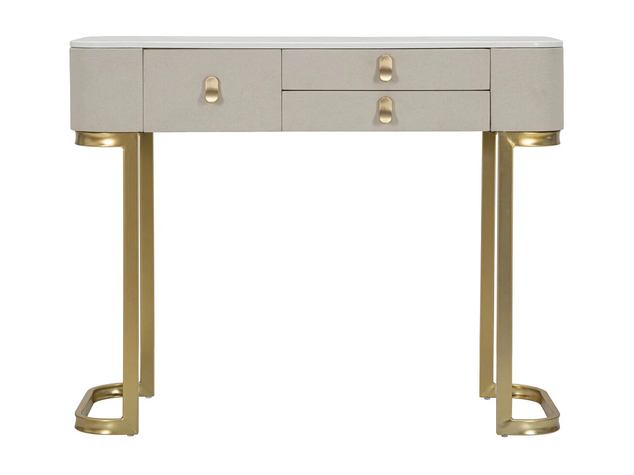 Console Effet Marbre "Beauty" 100cm Crème & Or