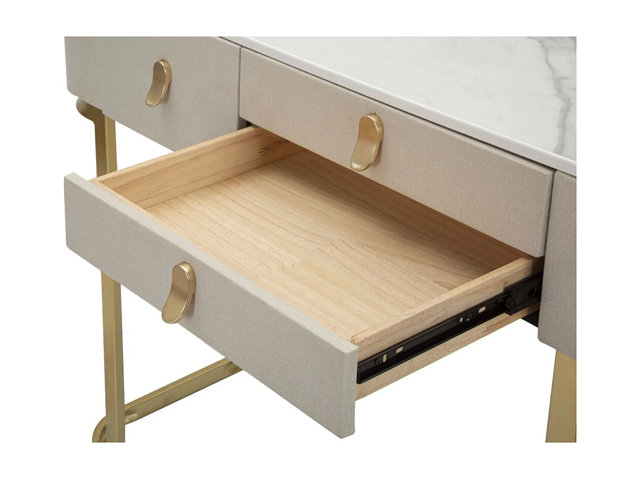 Console Effet Marbre "Beauty" 100cm Crème & Or