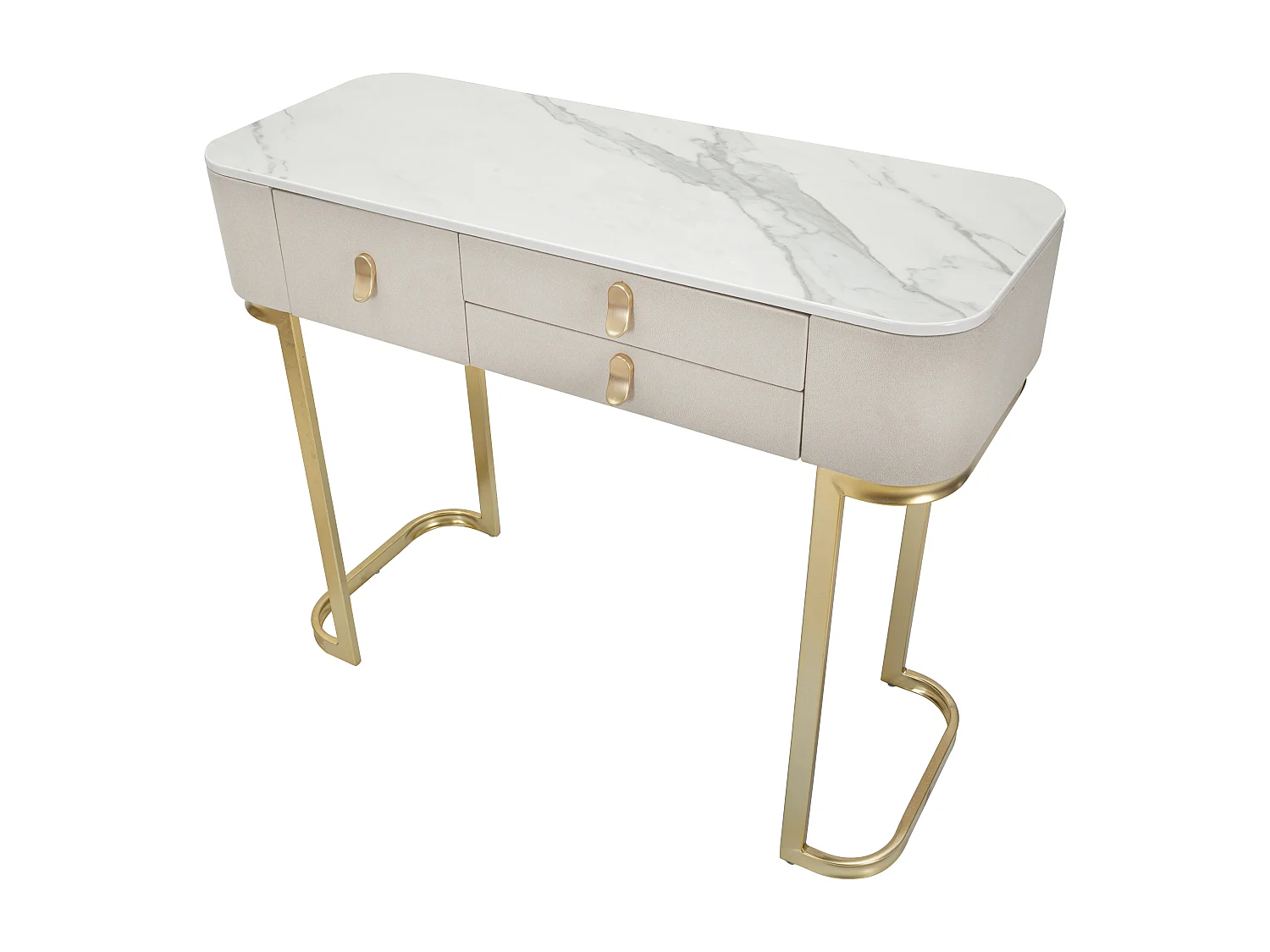 Console Effet Marbre "Beauty" 100cm Crème & Or