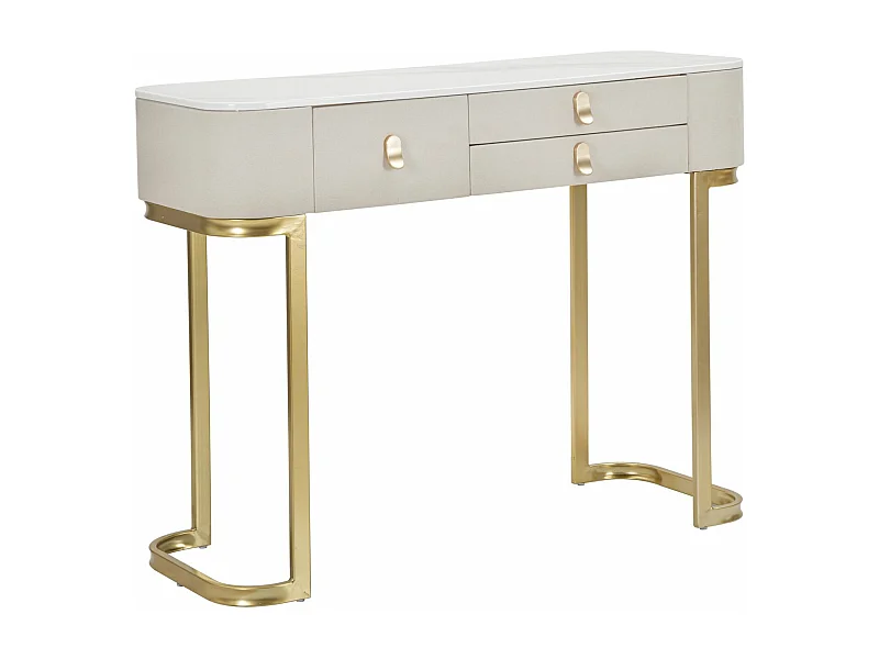 Console Effet Marbre "Beauty" 100cm Crème & Or