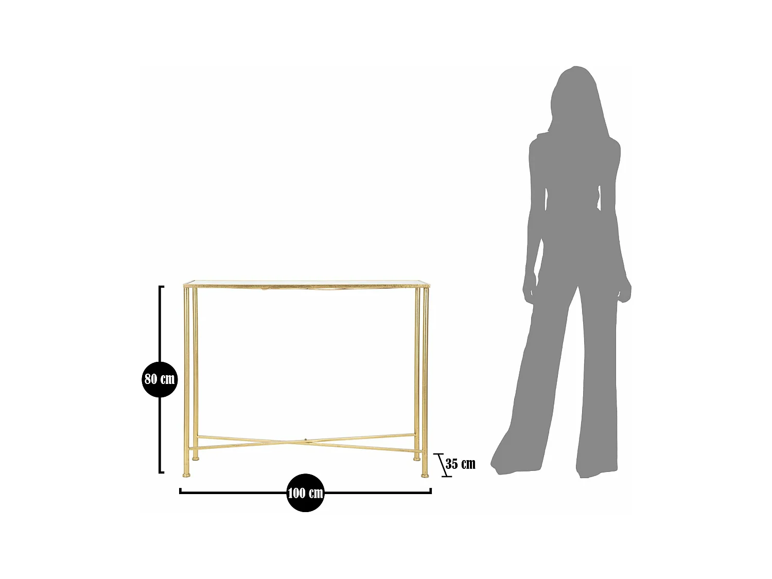 CONSOLE VLINDERS GLAS CM 100X35X80