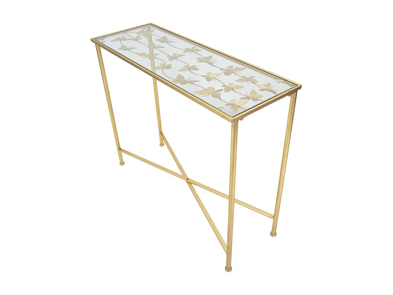 Console en métal doré avec papillons 100x35x80 cm