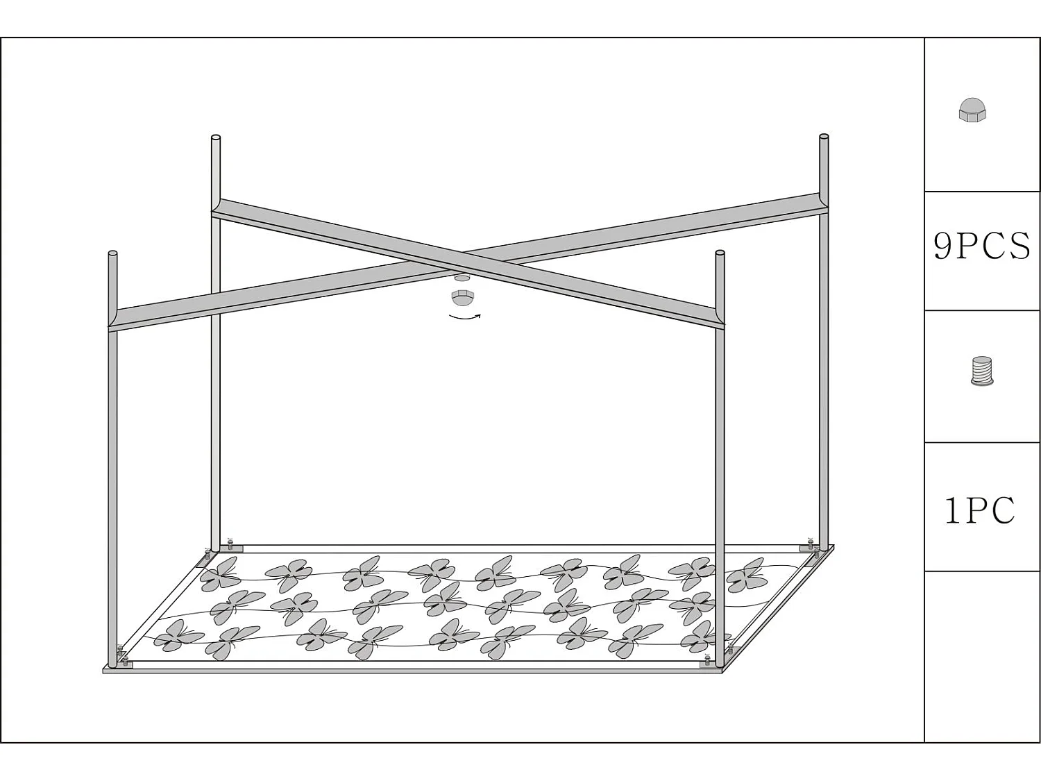 Console en métal doré avec papillons 100x35x80 cm