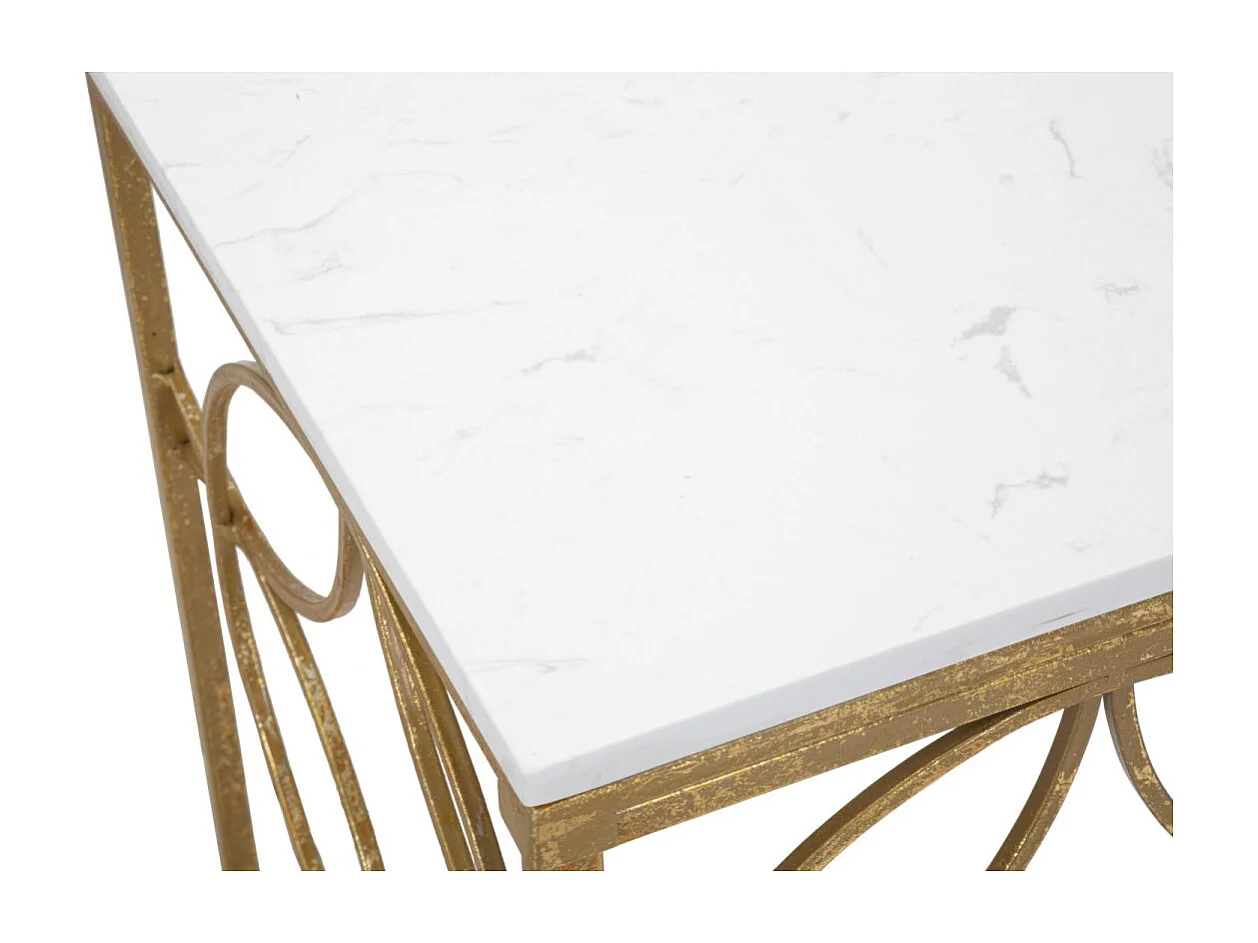 Console Design en Marbre "Star" 120cm Blanc & Or