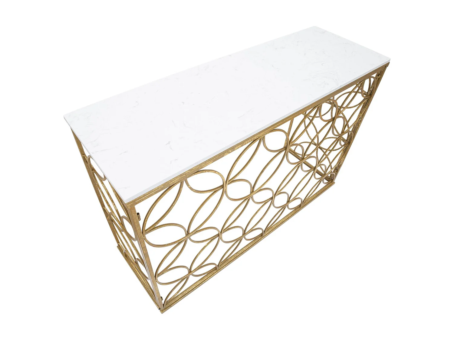 Console Design en Marbre "Star" 120cm Blanc & Or