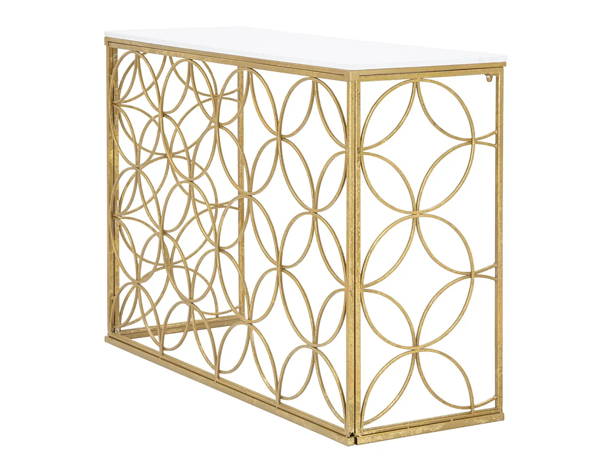 Console Design en Marbre "Star" 120cm Blanc & Or