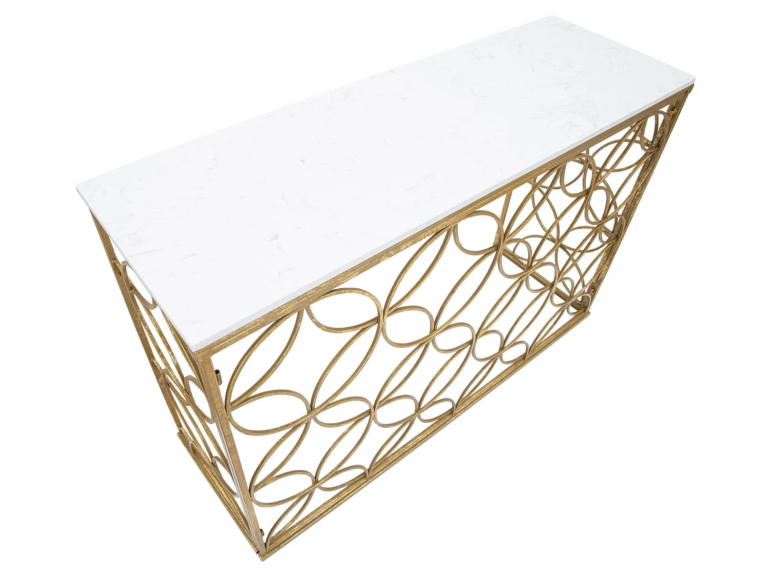 Console Design en Marbre "Star" 120cm Blanc & Or