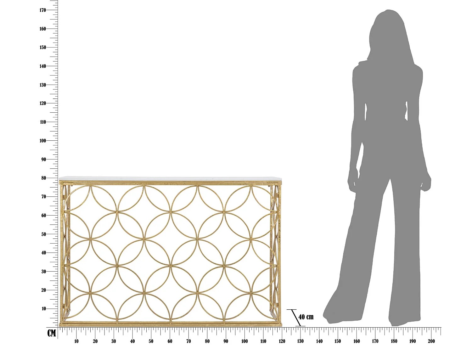Console Design en Marbre "Star" 120cm Blanc & Or
