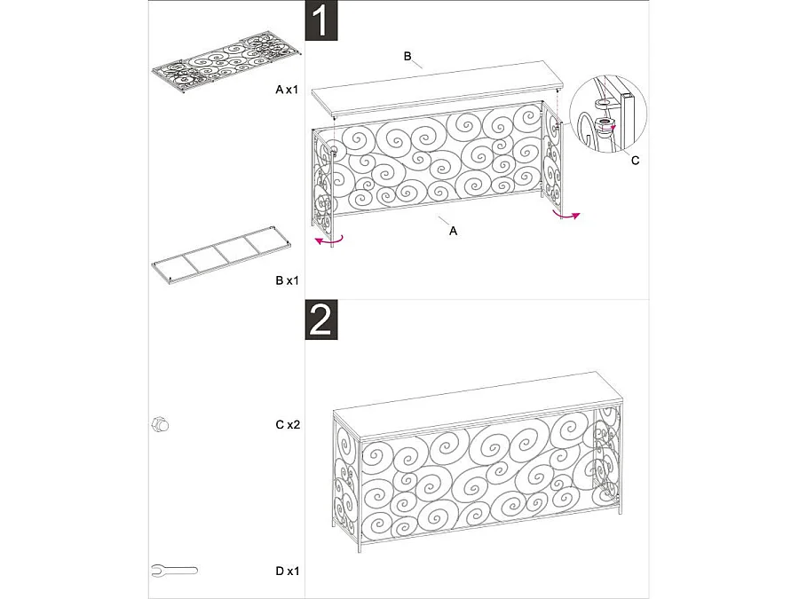 Console Design en Marbre "Star" 120cm Blanc & Or