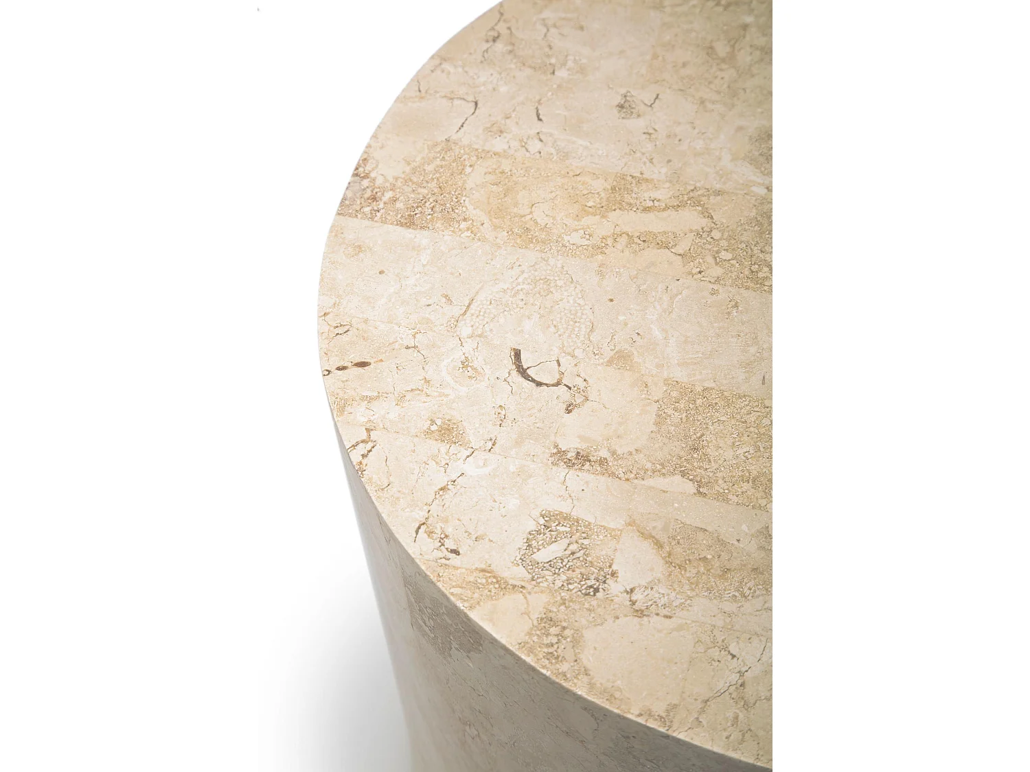 Runda 1 - Stolik kawowy (85 x 85 x 28h) z beżowego kamienia kopalnego