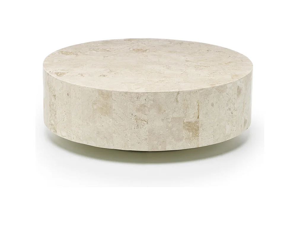 Tour 1 Table basse  (85 x 85 x 28h) en pierre fossile beige