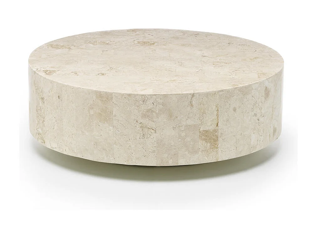 Runda 1 - Stolik kawowy (85 x 85 x 28h) z beżowego kamienia kopalnego