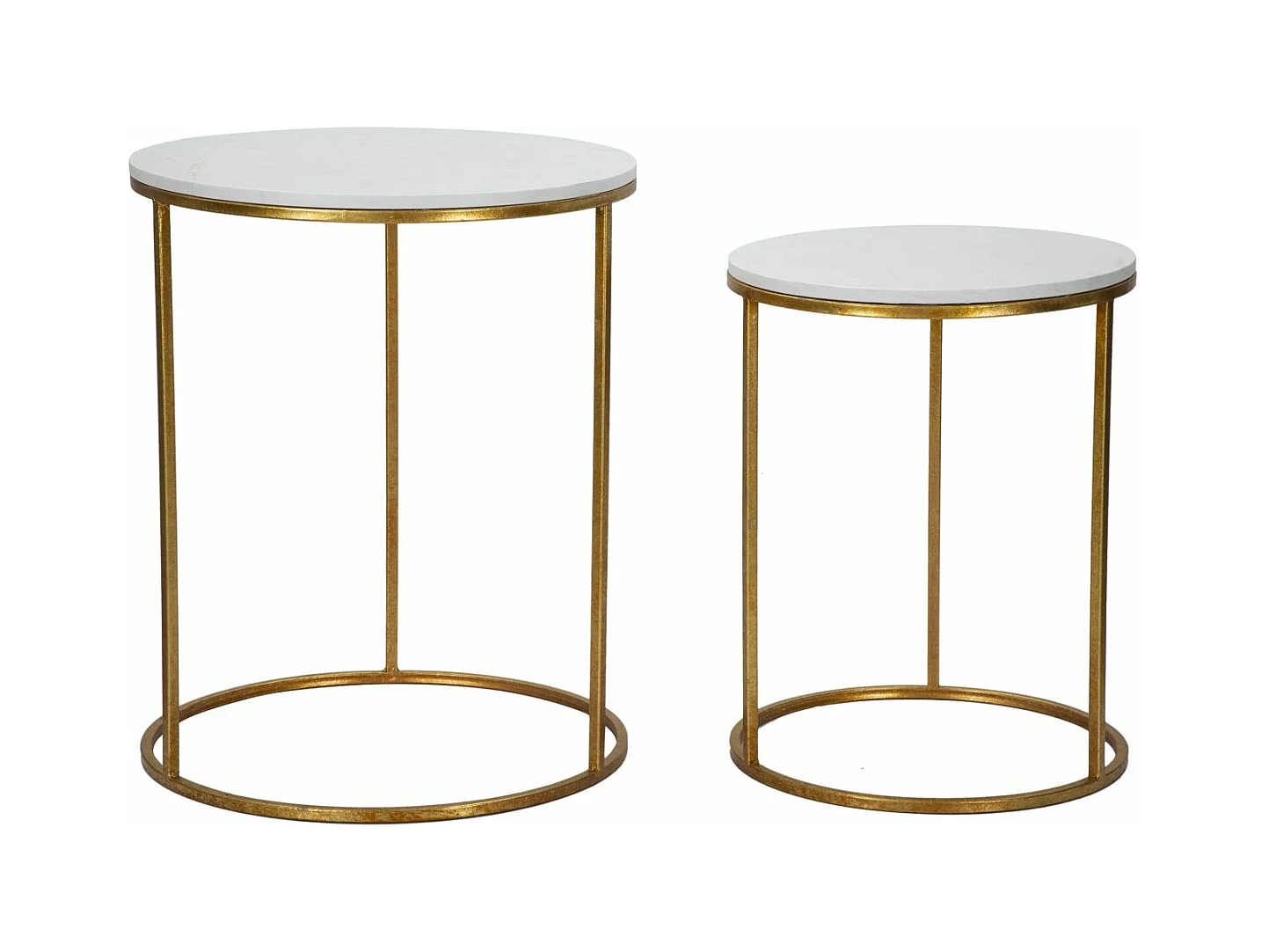 Par de Mesas de Centro Simply Marble Cm Ø52X63-42X53