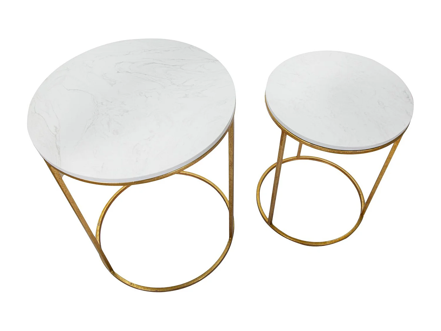 Par de Mesas de Centro Simply Marble Cm Ø52X63-42X53