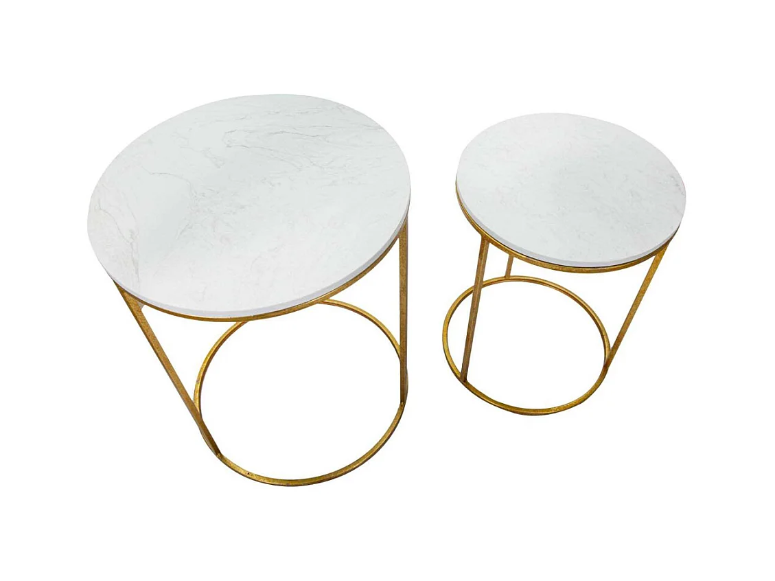 Par de mesas de centro de mármol Simply, Ø52 x 63 cm - 42 x 53 cm
