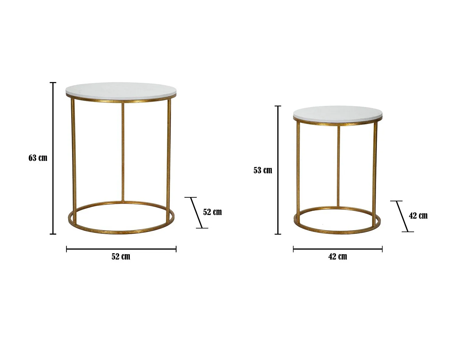 Simply Marble salontafels paar cm Ø52X63-42X53