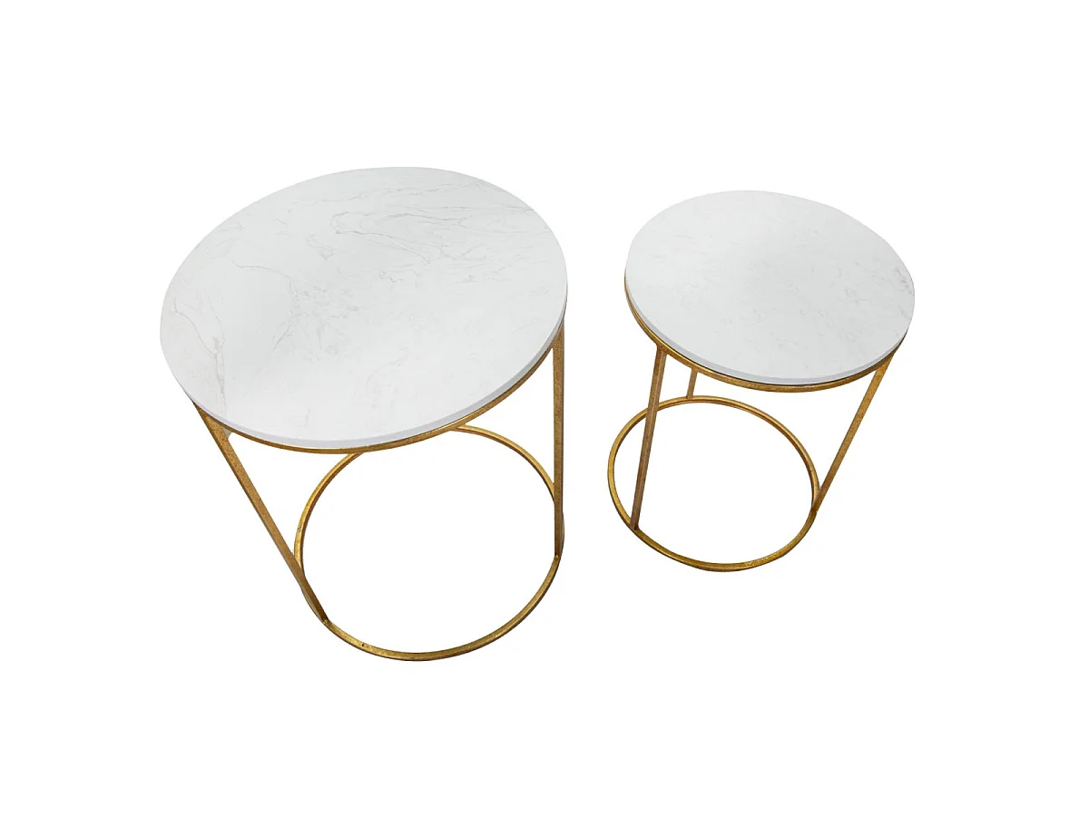 Lot de 2 Tables d'Appoint Gigognes "Julia" 63cm Or