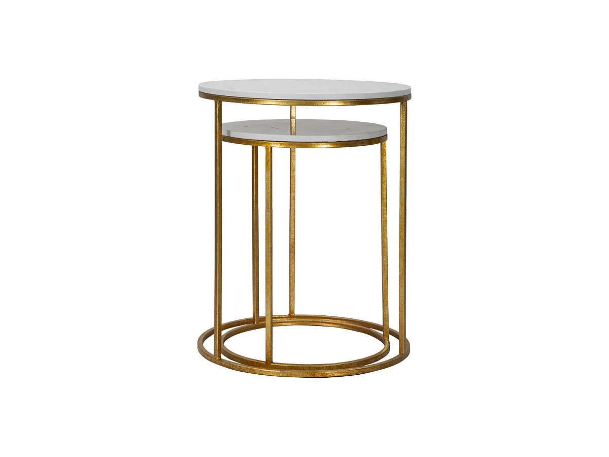 Lot de 2 Tables d'Appoint Gigognes "Julia" 63cm Or