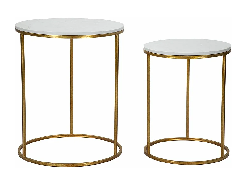 Lot de 2 Tables d'Appoint Gigognes "Julia" 63cm Or