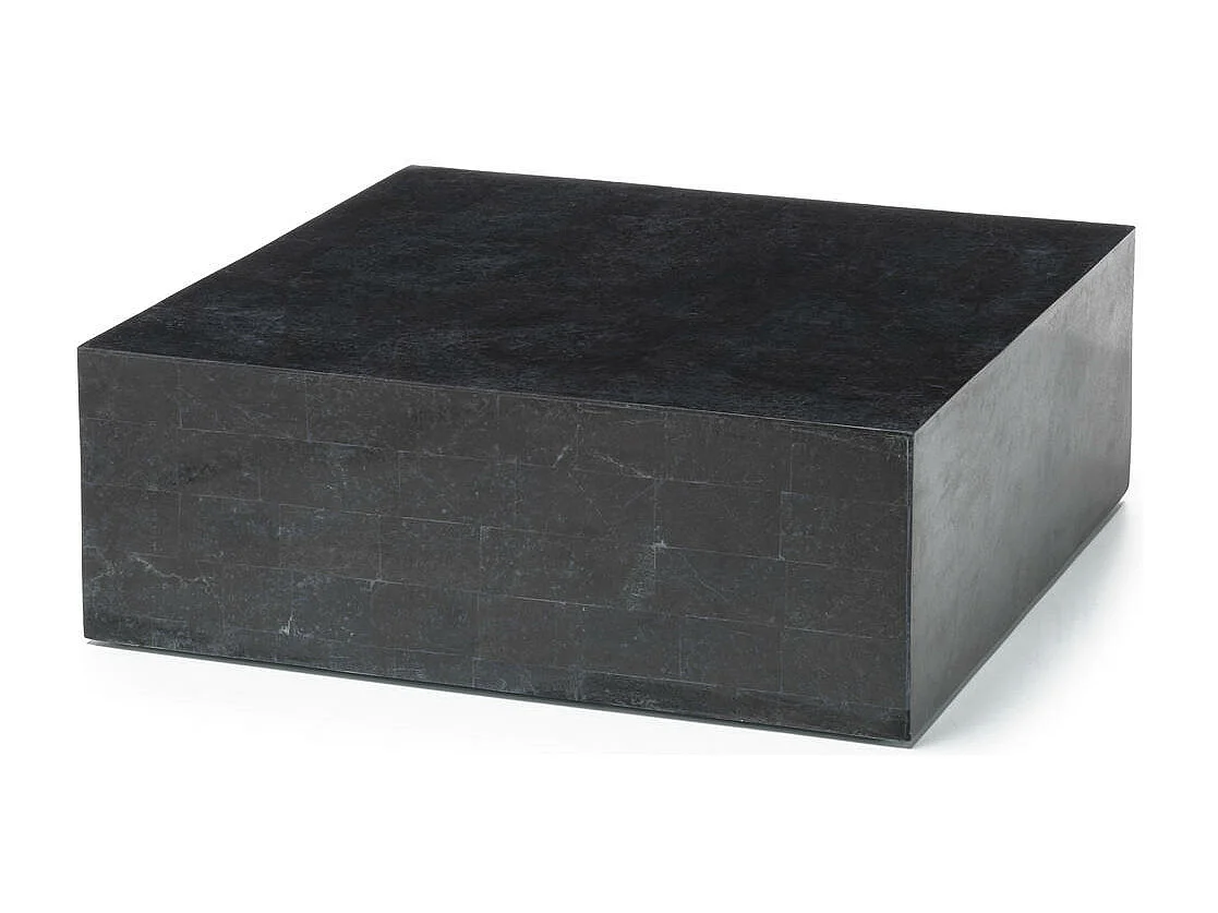 Nanay – Couchtisch (80 x 80 x 28 h) aus schwarzem Fossilstein