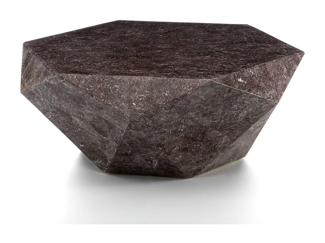 Diamond big Table basse (102 x 40 H cm) en pierre fossile violette