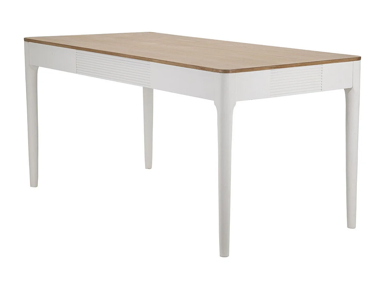 Table à Manger en Bois "Matera" 180cm Blanc & Naturel