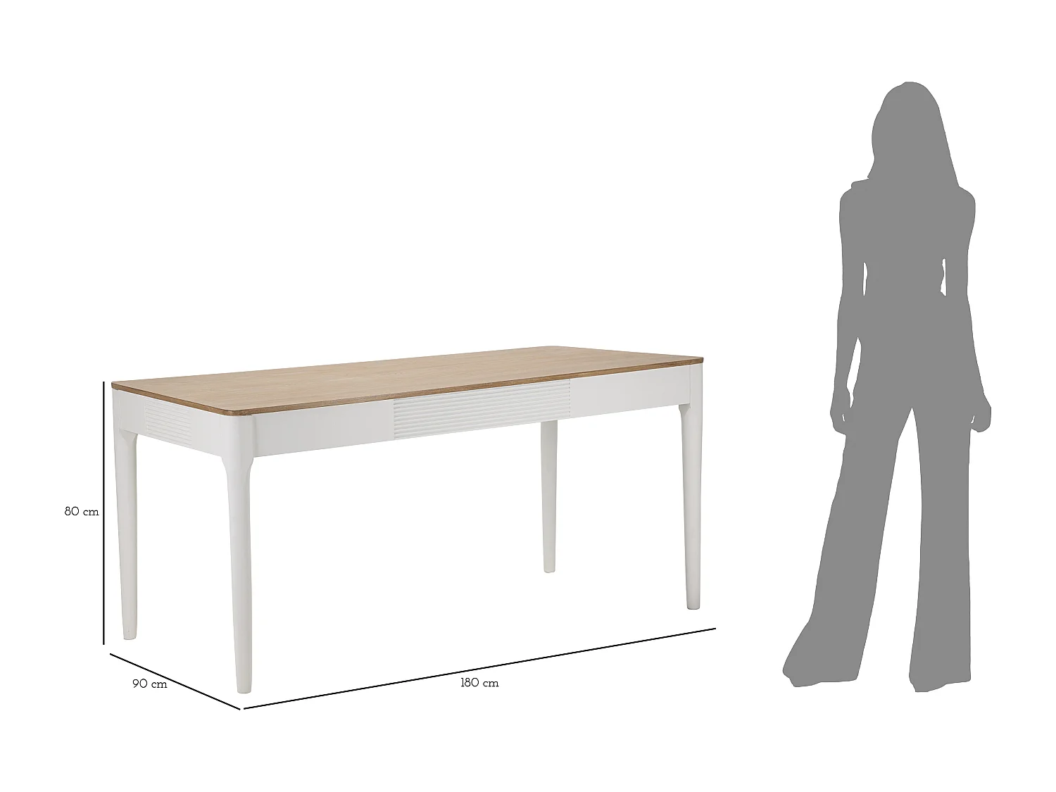 Table à Manger en Bois "Matera" 180cm Blanc & Naturel