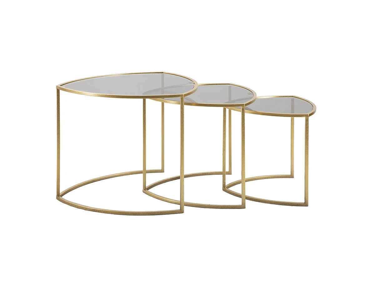 Lot de 3 Tables Basses "Triangle" 60cm Or