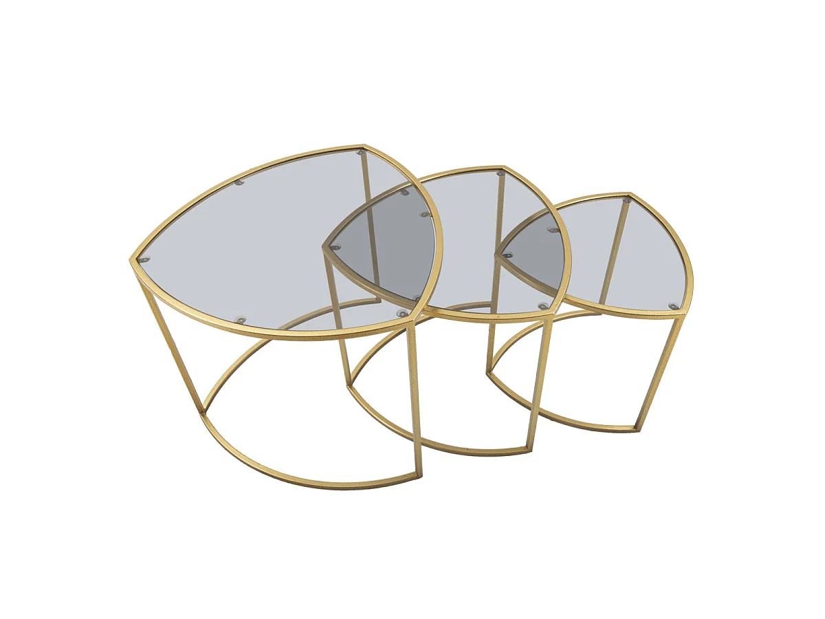 Lot de 3 Tables Basses "Triangle" 60cm Or