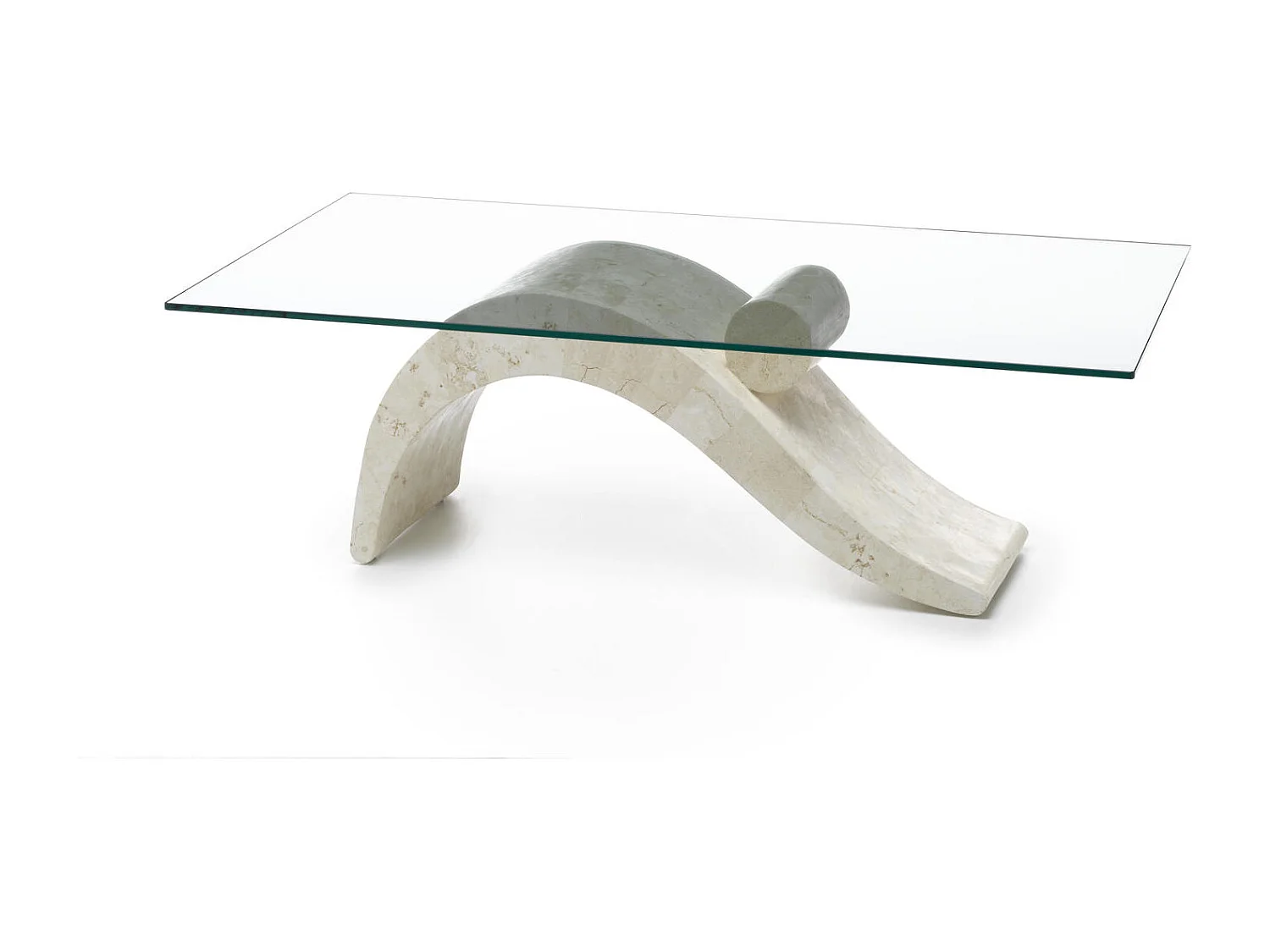 Colombe Table basse  (120 x 70 x 40 Transparent) en verre trempé beige