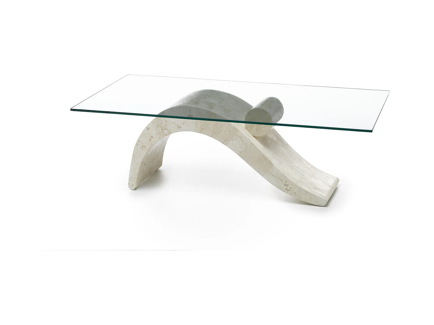 Colombe Table basse  (120 x 70 x 40 Transparent) en verre trempé beige