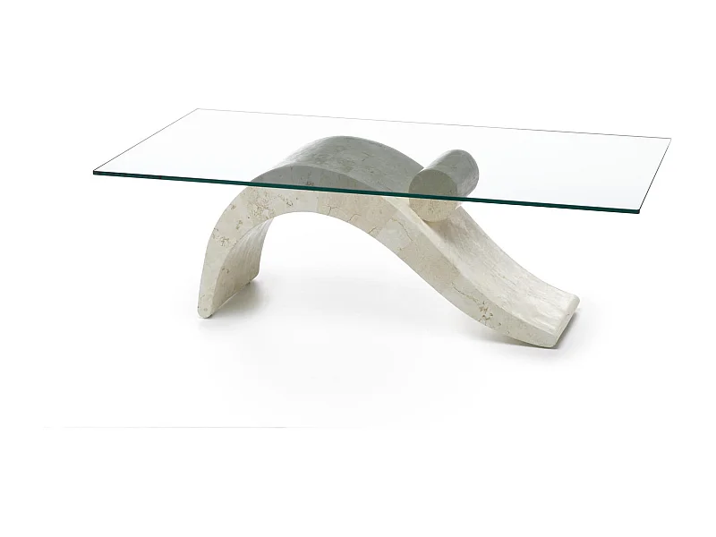 Colombe Table basse  (120 x 70 x 40 Transparent) en verre trempé beige