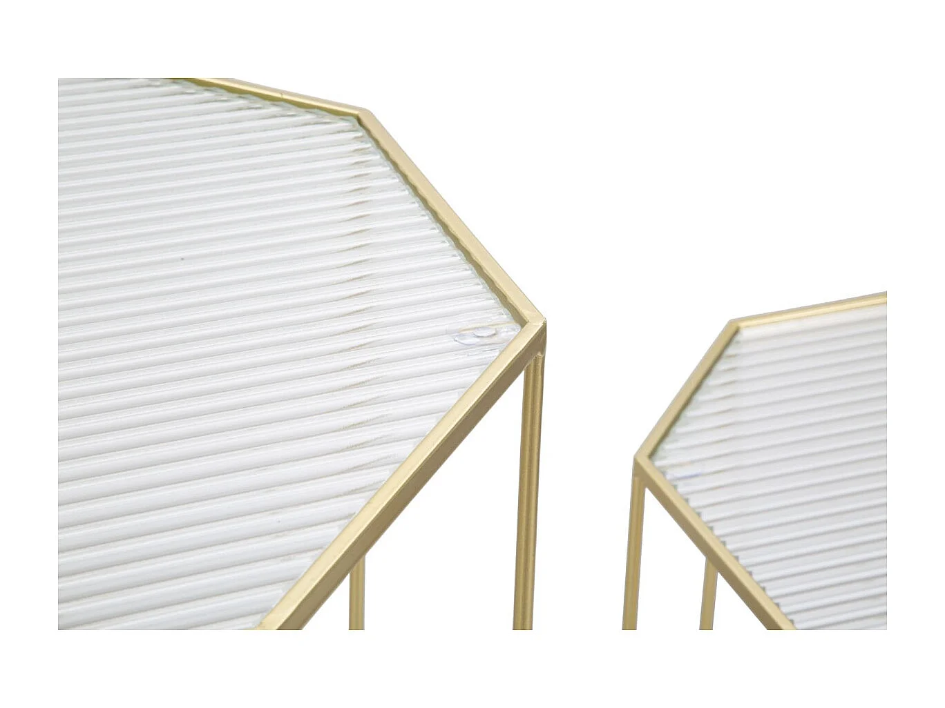 Lot de 2 Tables d'Appoint Octogonale "Glassy" 100cm Or