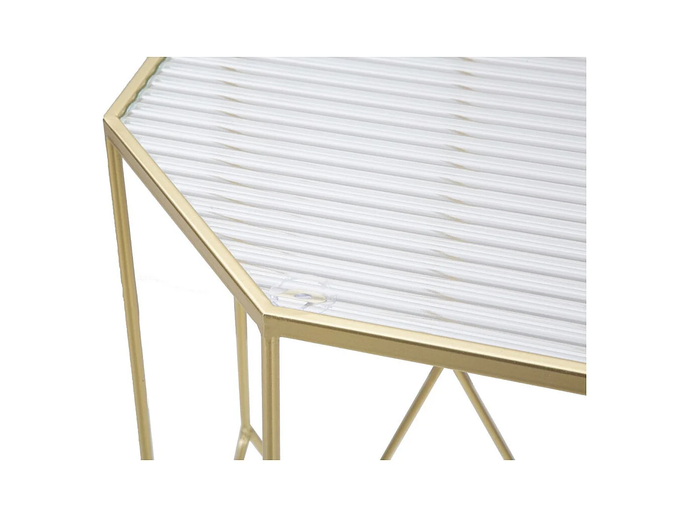 Lot de 2 Tables d'Appoint Octogonale "Glassy" 100cm Or