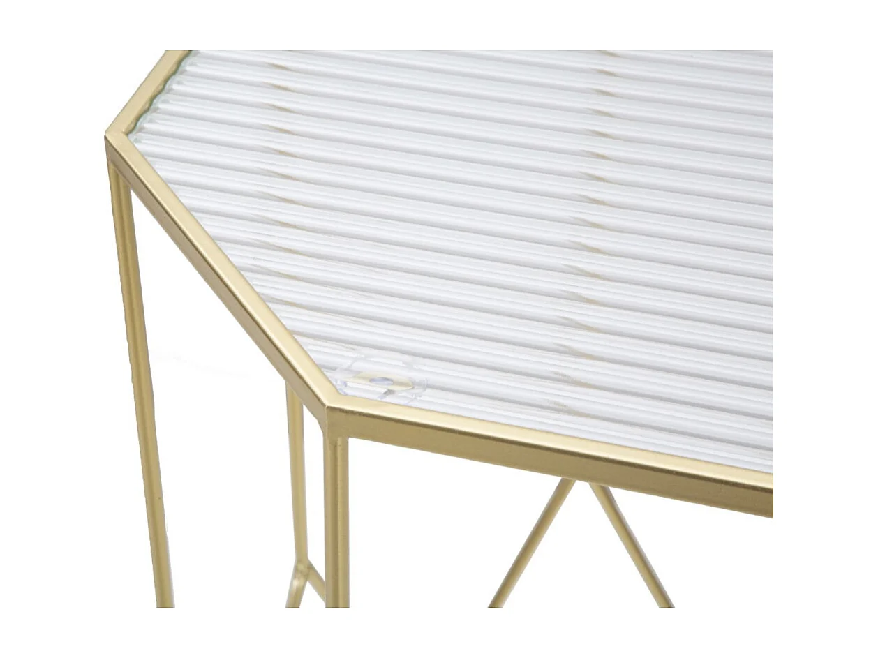 Lot de 2 Tables d'Appoint Octogonale "Glassy" 100cm Or