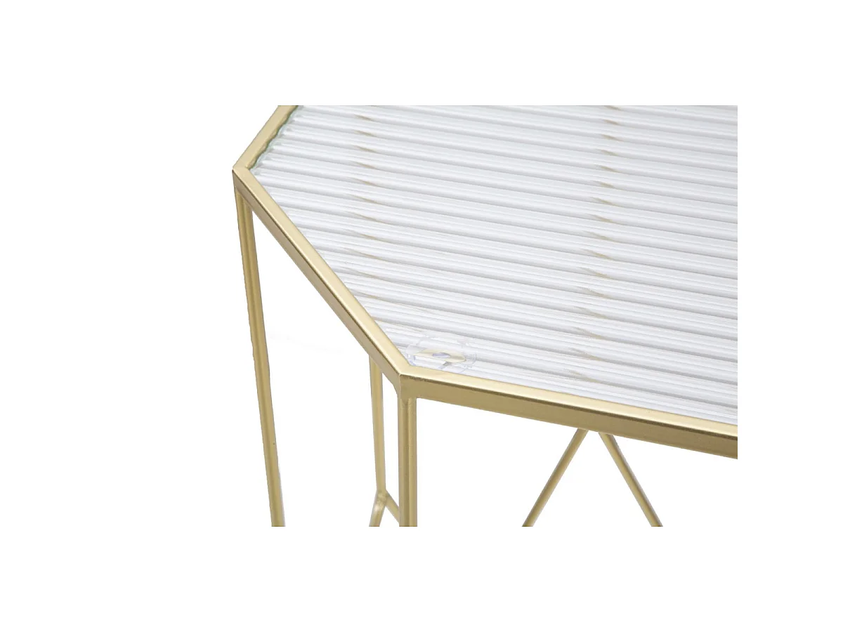 Coppia Tavolini Portatelefono New Glass Quadrati in Metallo Dorato e Vetro - Design Moderno Glam - Glam Style 1427820000