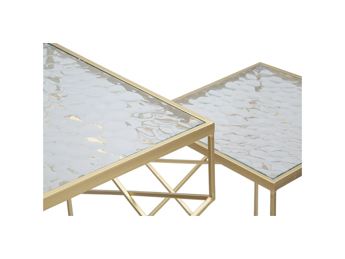 Lot de 2 Tables d'Appoint Design "Glassy" 100cm Or