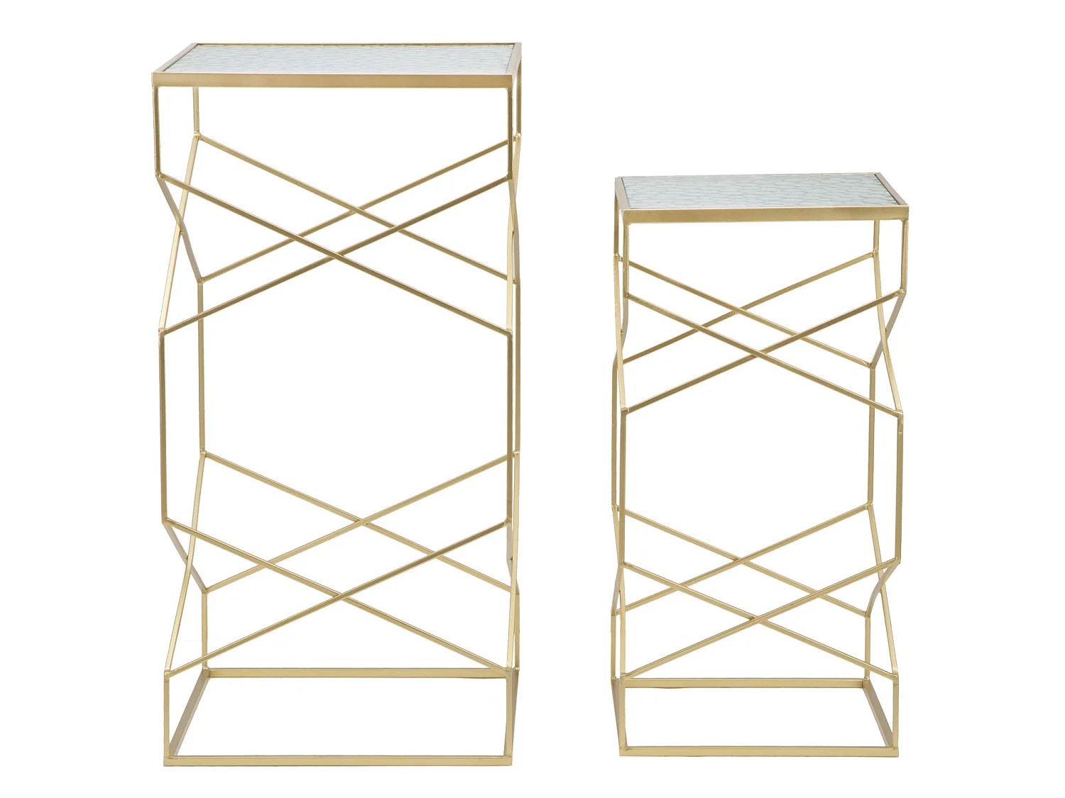 Lot de 2 Tables d'Appoint Design "Glassy" 100cm Or
