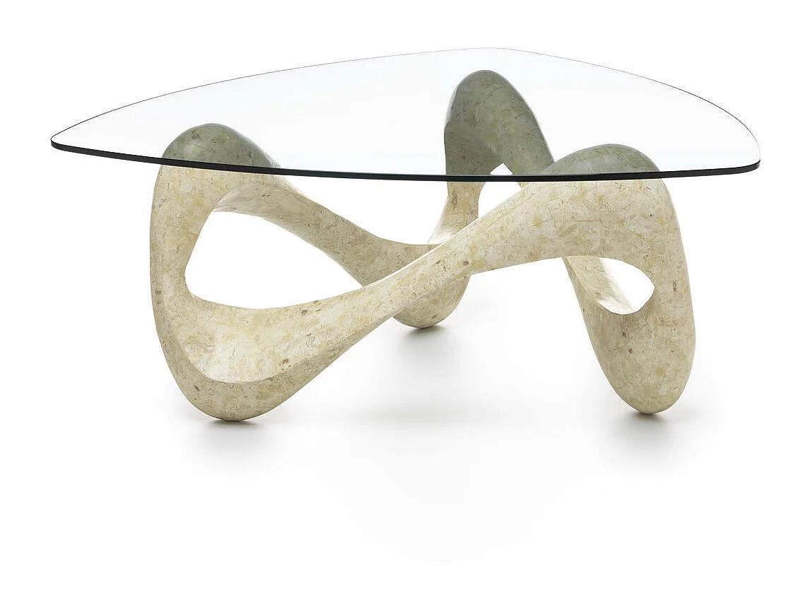 Tetris - Tavolino  (100 x 100 - Trasparente) in Vetro temperato beige