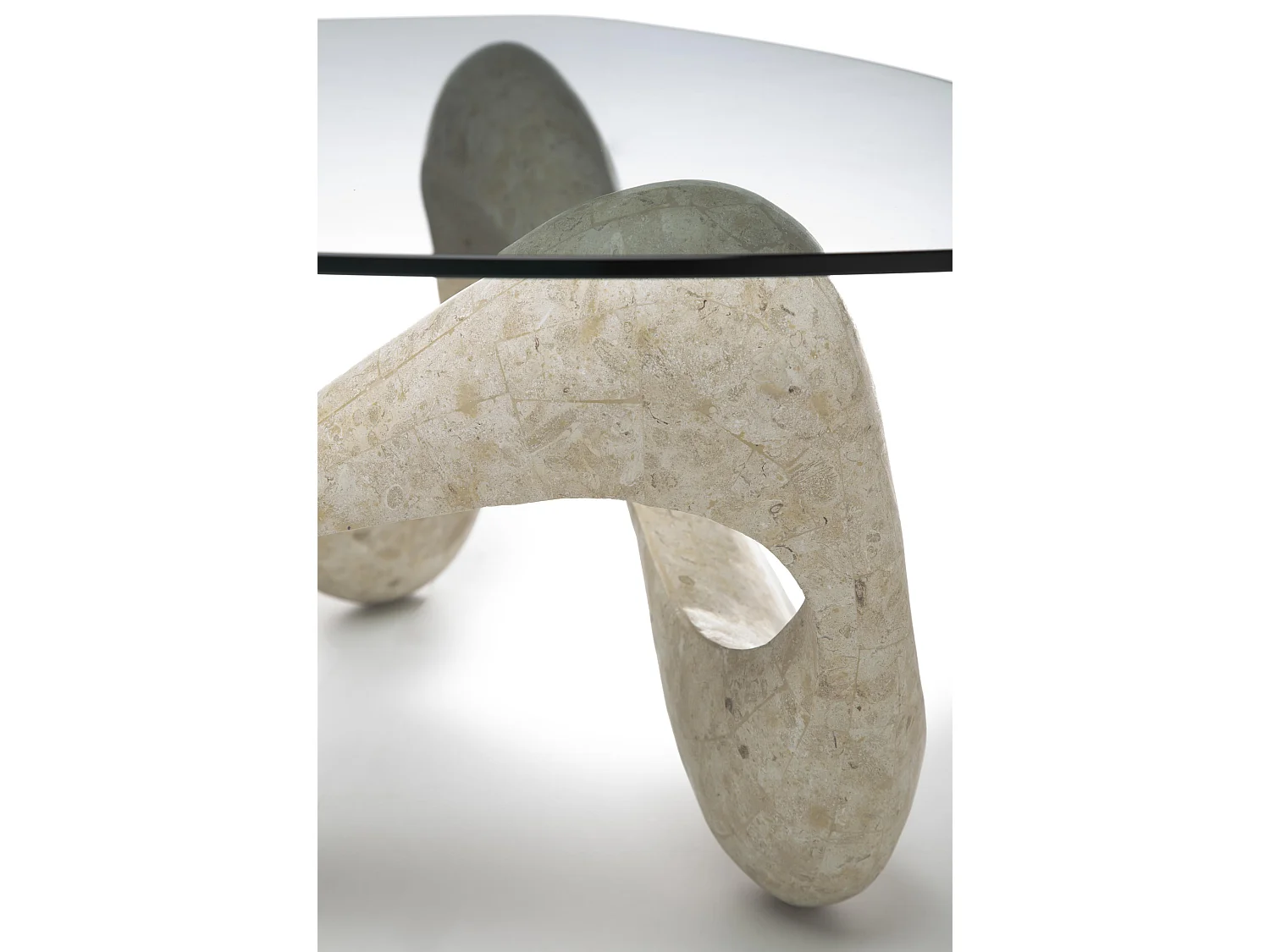 Tetris - Tavolino  (100 x 100 - Trasparente) in Vetro temperato beige