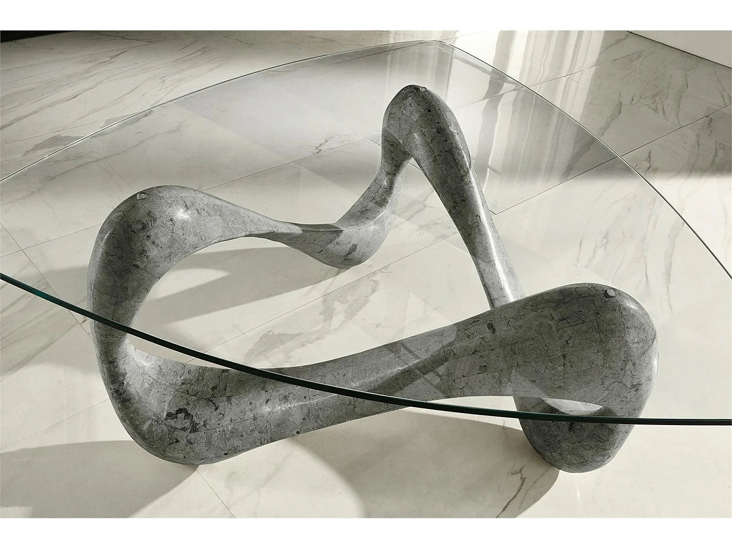 Tetris - Stolik kawowy (100 x 100 - Przezroczysty) w kolorze szarym ze szkła hartowanego