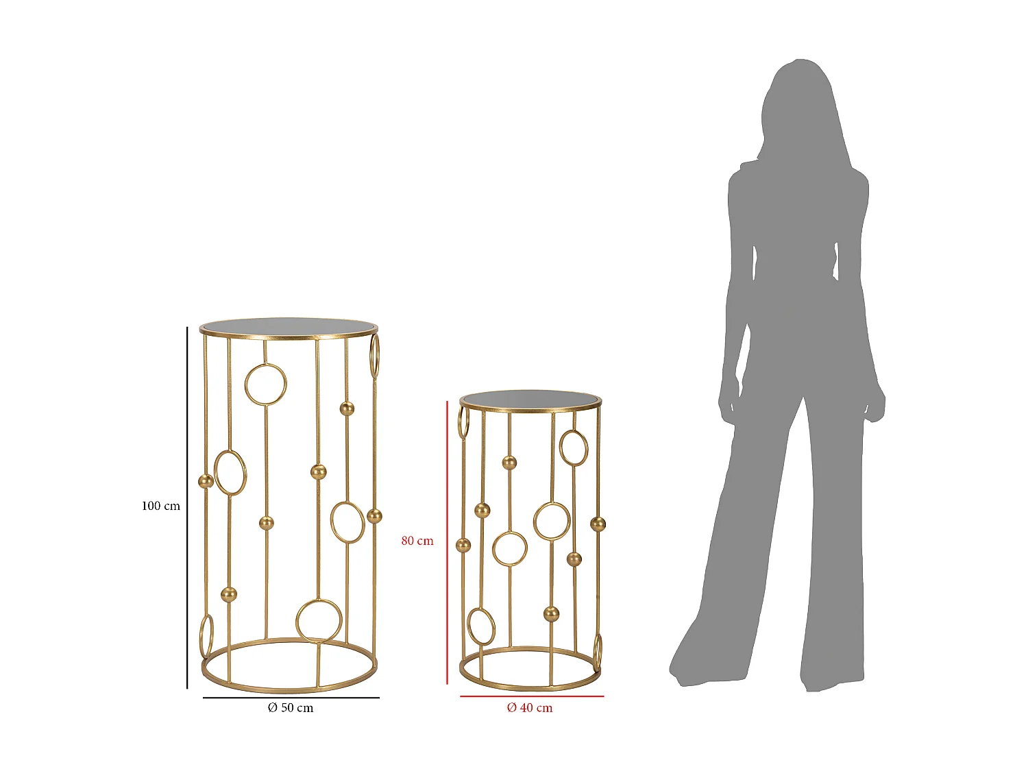 Lot de 2 Tables d'Appoint "Sphère" 100cm Or